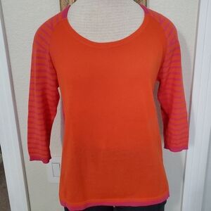 Falconnable Orange and Pink Striped Sleeve Top Cotton